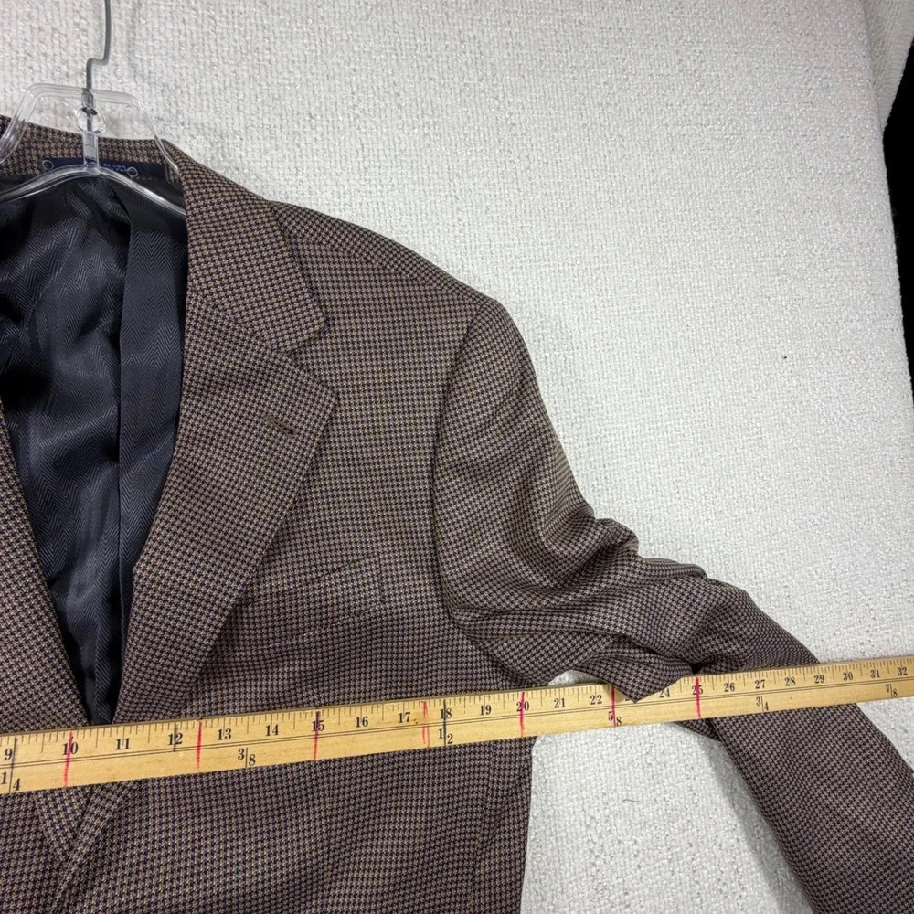 Joseph Abboud Nordstrom 38R Silk Wool Sport Coat Brown Houndstooth Blazer